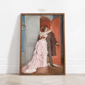 Couple KISS Print, Digital Wall Art, Victorian Painting, LOVER Kiss Poster, Vintage Print, Bedroom Decor, ROMANTIC Wall Art, Couple Kiss 239