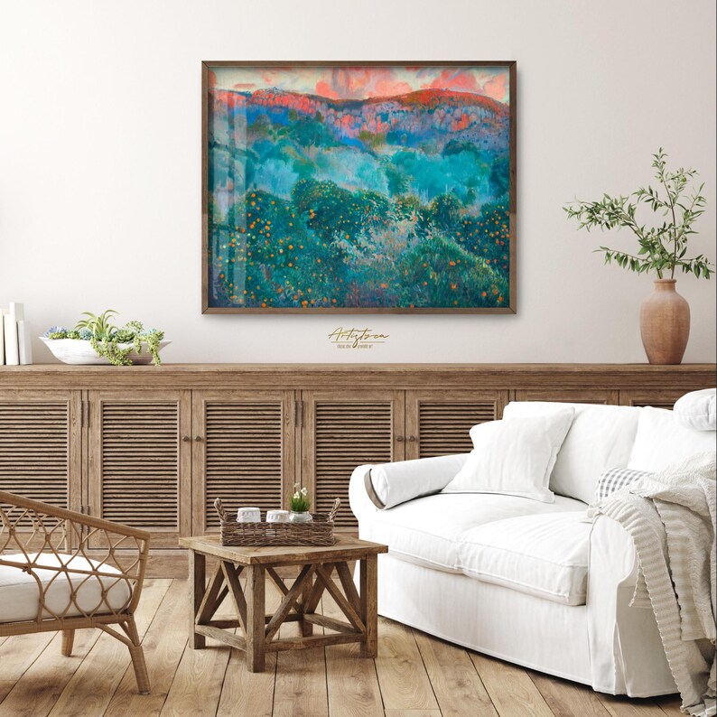 COLORFUL GREEN BLUE ORANGE TREES ABSTRACT LANDSCAPE VINTAGE PAINTING, ORANGE TREES LANDSCAPE COLORFUL DIGITAL WALL ART, GRAND MILLENNIAL TRENDY VINTAGE PRINTABLE PAINTING, VICTORIAN PAINTING DIGITAL APARTMENT DECOR, GIFT FOR HER, MOTHER DAY GIFT, ORANGE TREE WALL ART PRINTABLE GIFT, ORANGE TREES LANDSCAPE INSTANT DOWNLOAD HOME DECOR GIFT, SPRING EASTER HOUSEWARMING PRINT GIFT, COZY COTTAGE PRINTABLE VICTORIAN PAINTING, BLUE GREEN RED ABSTRACT LANDSCAPE RETRO AESTHETIC WALL ART PRINTABLE GIFT