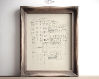 FLORENCE Architecture Italian Wall Art Florence Street View Print TUSCANY Poster Florence Mute Sketch FLORENCE Cityscape Retro Wall Art, 702