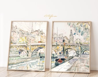 PARIS Sketch 2 Digital Prints Paris Wall Art FRENCH Gallery Set Paris Street View Paris Architecture Poster Vintage Watercolor DOWNLOAD, 966