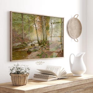 FOREST Painting, Apt RETRO Wall Art, Forest Digital Print, Cottage RUSTIC Decor, Forest Landscape, Vintage Art Gift, Living Room Poster, 307