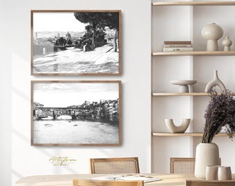 FLORENCE Street View 2 Matching Print Set Florence Retro Wall Art Italian ARCHITECTURE Florence Skyline Digital Sketch Poster DOWNLOAD, 854