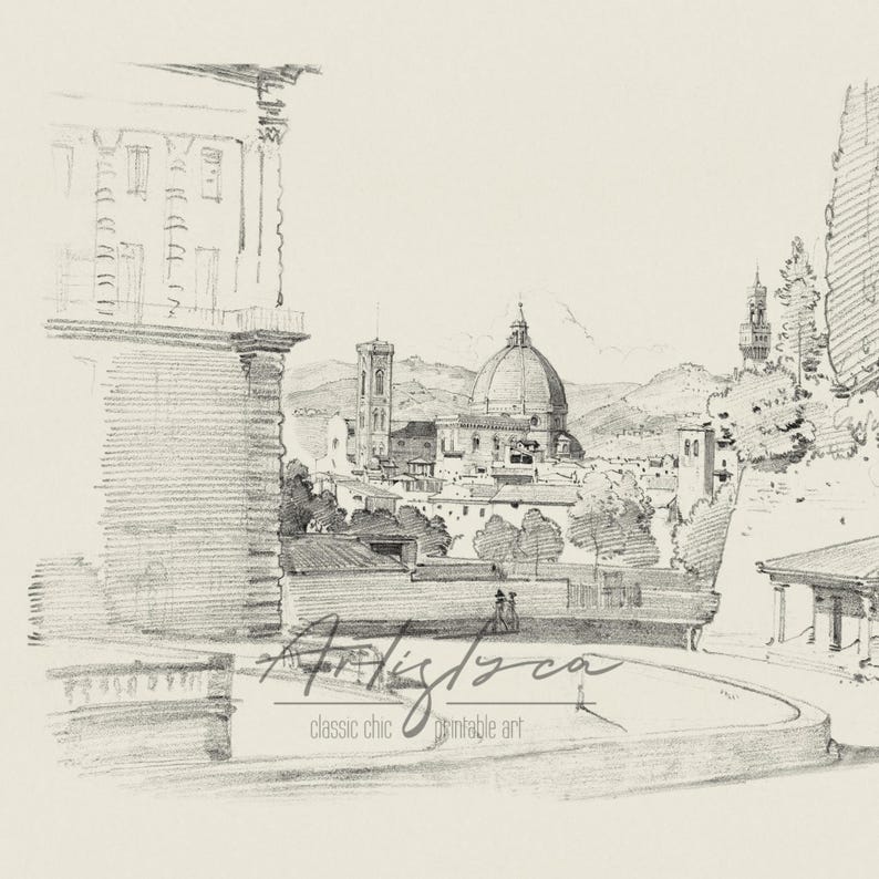FLORENCE SKYLINE VINTAGE PENCIL DRAWING, FLORENCE CITYSCAPE WIDE PANORAMA DIGITAL WALL ART PRINT, FLORENCE PENCIL SKETCH POSTER GIFT, FLORENCE TUSCANY LANDSCAPE POSTER GIFT, GIFT FOR HER, MOTHER DAY GIFT, FLORENCE VINTAGE PENCIL DRAWING, FLORENCE SKYLINE STREET VIEW RETRO AESTHETIC APARTMENT DECOR, FLORENCE LOVER ITALIAN WALL ART PRINT, FLORENCE TUSCANY ITALY TRAVEL POSTER PRINTABLE GIFT, GRAND MILLENNIAL TRENDY VINTAGE ROOM DECOR, FLORENCE WOMAN BEDROOM PRINT, MUTE NEUTRAL FLORENCE SKETCH PRINT