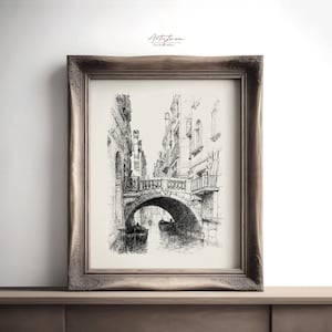 VENICE Vintage Wall Art, Venice Architecture, Digital Wall Art, VENICE Sketch Print, Italian Poster, Venice Print, Instant Download Art, 933