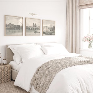 PARIS Skyline Neutral Watercolor Paris ARCHITECTURE 3 Digital Print Set French Wall Art Digital Poster Paris Retro Wall Art Download, 475