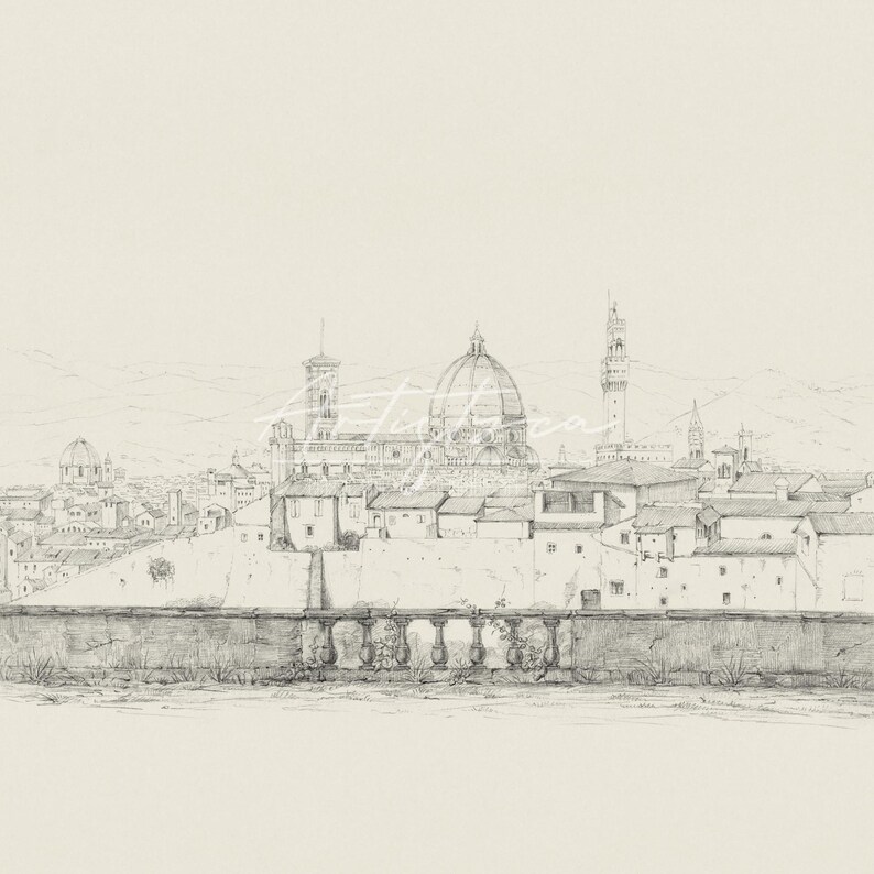 FLORENCE VINTAGE PENCIL DRAWING, FLORENCE ITALY TUSCANY LANDSCAPE DIGITAL SKETCH WALL ART GIFT, MUTE NEUTRAL FLORENCE SKYLINE PENCIL DRAWING PRINT, FLORENCE CITYSCAPE PRINTABLE WALL ART GIFT, FLORENCE ITALIAN APARTMENT HOME DECOR, GIFT FOR HER, ITALIAN ARCHITECTURE, FLORENCE LOVER GIFT, MOTHER DAY GIFT, FLORENCE PANORAMA POSTER DIGITAL INSTANT DOWNLOAD, FLORENCE SKYLINE RETRO AESTHETIC WALL ART HOME DECOR, FLORENCE ITALY HONEYMOON SOUVENIR PRINT, GRAND MILLENNIAL ITALIAN WALL ART PRINTABLE GIFT