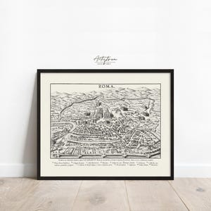 Ancient ROME Map, Vintage Drawing, ROME Map Print, Digital Wall Art, Rome MAP Sketch, Rome Antique Map, Living Room Poster, Download Art J87