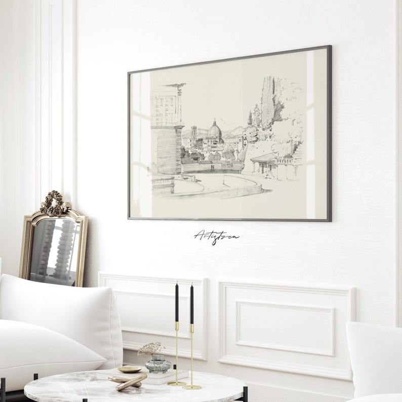 FLORENCE SKYLINE VINTAGE PENCIL DRAWING, FLORENCE CITYSCAPE WIDE PANORAMA DIGITAL WALL ART PRINT, FLORENCE PENCIL SKETCH POSTER GIFT, FLORENCE TUSCANY LANDSCAPE POSTER GIFT, GIFT FOR HER, MOTHER DAY GIFT, FLORENCE VINTAGE PENCIL DRAWING, FLORENCE SKYLINE STREET VIEW RETRO AESTHETIC APARTMENT DECOR, FLORENCE LOVER ITALIAN WALL ART PRINT, FLORENCE TUSCANY ITALY TRAVEL POSTER PRINTABLE GIFT, GRAND MILLENNIAL TRENDY VINTAGE ROOM DECOR, FLORENCE WOMAN BEDROOM PRINT, MUTE NEUTRAL FLORENCE SKETCH PRINT