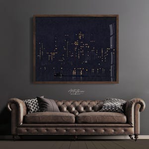 MANHATTAN Wall Art, MANHATTAN Night Print, Manhattan Poster, MANHATTAN Painting, New York Night, Manhattan Wall Art, Digital Download, 982