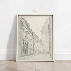 PARIS Street View, Vintage Sketch, PARIS Wall Art, Digital Print, Paris Cityscape, French Pencil Drawing, Retro Apt Poster, Art DOWNLOAD 654