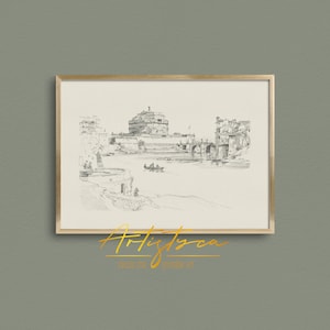 ROME Cityscape, Digital Sketch, Vintage Wall Art, Rome Skyline, ITALIAN Architecture, Ancient Rome Print, Retro Apt Poster, DOWNLOAD, 855