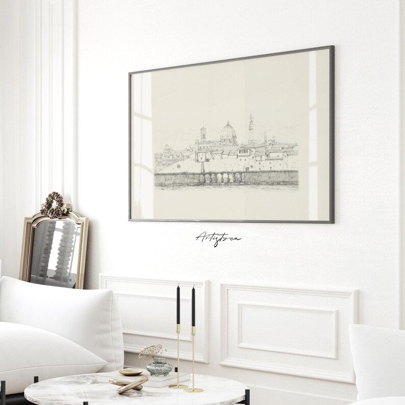 FLORENCE VINTAGE PENCIL DRAWING, FLORENCE ITALY TUSCANY LANDSCAPE DIGITAL SKETCH WALL ART GIFT, MUTE NEUTRAL FLORENCE SKYLINE PENCIL DRAWING PRINT, FLORENCE CITYSCAPE PRINTABLE WALL ART GIFT, FLORENCE ITALIAN APARTMENT HOME DECOR, GIFT FOR HER, ITALIAN ARCHITECTURE, FLORENCE LOVER GIFT, MOTHER DAY GIFT, FLORENCE PANORAMA POSTER DIGITAL INSTANT DOWNLOAD, FLORENCE SKYLINE RETRO AESTHETIC WALL ART HOME DECOR, FLORENCE ITALY HONEYMOON SOUVENIR PRINT, GRAND MILLENNIAL ITALIAN WALL ART PRINTABLE GIFT