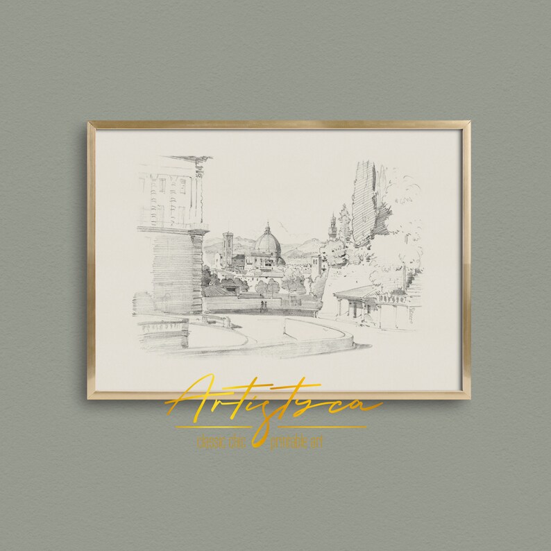 FLORENCE SKYLINE VINTAGE PENCIL DRAWING, FLORENCE CITYSCAPE WIDE PANORAMA DIGITAL WALL ART PRINT, FLORENCE PENCIL SKETCH POSTER GIFT, FLORENCE TUSCANY LANDSCAPE POSTER GIFT, GIFT FOR HER, MOTHER DAY GIFT, FLORENCE VINTAGE PENCIL DRAWING, FLORENCE SKYLINE STREET VIEW RETRO AESTHETIC APARTMENT DECOR, FLORENCE LOVER ITALIAN WALL ART PRINT, FLORENCE TUSCANY ITALY TRAVEL POSTER PRINTABLE GIFT, GRAND MILLENNIAL TRENDY VINTAGE ROOM DECOR, FLORENCE WOMAN BEDROOM PRINT, MUTE NEUTRAL FLORENCE SKETCH PRINT