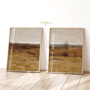AUTUMN Country Landscape, 2 Print Set, Fall RUSTIC Painting, Victorian Wall Art, Cottage Wall Art, Living Room Poster, Digital DOWNLOAD, 249
