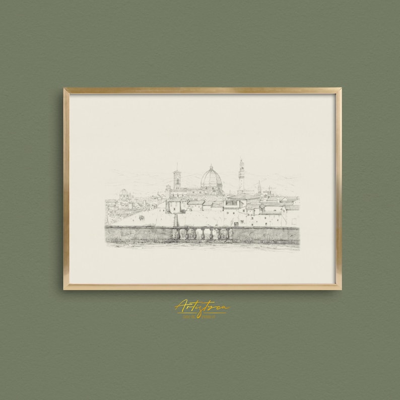 FLORENCE VINTAGE PENCIL DRAWING, FLORENCE ITALY TUSCANY LANDSCAPE DIGITAL SKETCH WALL ART GIFT, MUTE NEUTRAL FLORENCE SKYLINE PENCIL DRAWING PRINT, FLORENCE CITYSCAPE PRINTABLE WALL ART GIFT, FLORENCE ITALIAN APARTMENT HOME DECOR, GIFT FOR HER, ITALIAN ARCHITECTURE, FLORENCE LOVER GIFT, MOTHER DAY GIFT, FLORENCE PANORAMA POSTER DIGITAL INSTANT DOWNLOAD, FLORENCE SKYLINE RETRO AESTHETIC WALL ART HOME DECOR, FLORENCE ITALY HONEYMOON SOUVENIR PRINT, GRAND MILLENNIAL ITALIAN WALL ART PRINTABLE GIFT