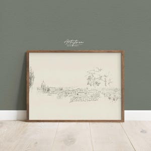 ROME Skyline, Vintage Drawing, Digital Wall Art, Italian Landscape, Ancient Rome Wall Art, Retro Apt Poster, Rome Sketch Print, DOWNLOAD 916