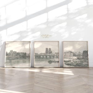 PARIS Skyline 3 Square Print Set Paris Street View Neutral Gallery Set Paris ARCHITECTURE Poster Digital Sketch FRENCH Retro Wall Art, 475