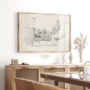 FLORENCE Sketch, Vintage Drawing, FLORENCE Wall Art, FLORENCE Skyline, Printable Poster, Florence Wall Art, Digital Art Print, Download, 858