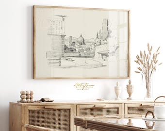 FLORENCE Sketch, Vintage Drawing, FLORENCE Wall Art, FLORENCE Skyline, Printable Poster, Florence Wall Art, Digital Art Print, Download, 858
