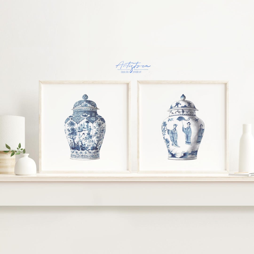 CHINOISERIE Vintage Wall Art, Print Set of 2, CHINOISERIE Home Decor ...