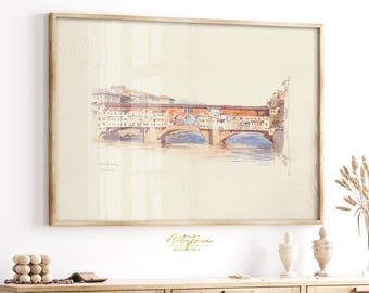 FLORENCE Sketch Poster Digital Wall Art ITALIAN Architecture Poster Florence Colorful WATERCOLOR Print Retro Apt Wall Decor Download, 176