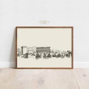 COLOSSEUM Watercolor, COLOSSEUM Wall Art, ROME Digital Print, Rome Skyline, Colosseum Sketch, Italian Wall Art, Vintage Gift Download, J78