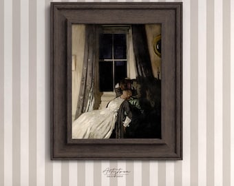 Couple KISS Print Vintage Painting Romantic Kiss Wall Art Dark MOODY Poster Lovers Spider Kiss Digital Wall Art Couple Bedroom Print, 380