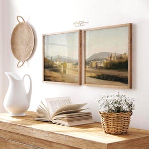 FLORENCE Skyline, Vintage Wall Art, 2 Prints Set, FLORENCE Rustic Poster, Italian Gallery Set, Tuscany Landscape, Digital Download Art, 394