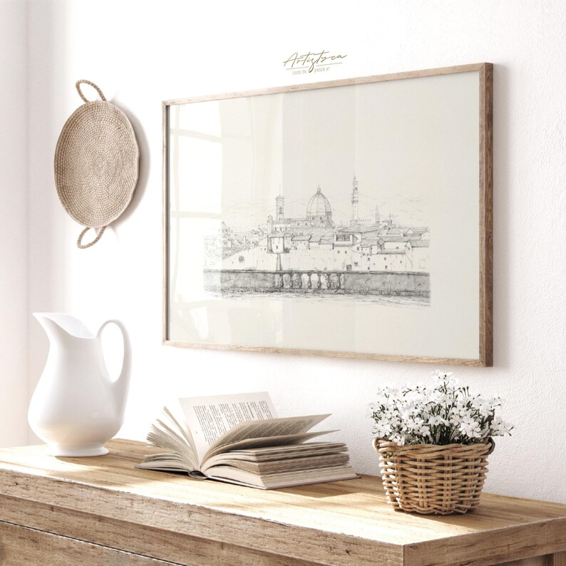 FLORENCE VINTAGE PENCIL DRAWING, FLORENCE ITALY TUSCANY LANDSCAPE DIGITAL SKETCH WALL ART GIFT, MUTE NEUTRAL FLORENCE SKYLINE PENCIL DRAWING PRINT, FLORENCE CITYSCAPE PRINTABLE WALL ART GIFT, FLORENCE ITALIAN APARTMENT HOME DECOR, GIFT FOR HER, ITALIAN ARCHITECTURE, FLORENCE LOVER GIFT, MOTHER DAY GIFT, FLORENCE PANORAMA POSTER DIGITAL INSTANT DOWNLOAD, FLORENCE SKYLINE RETRO AESTHETIC WALL ART HOME DECOR, FLORENCE ITALY HONEYMOON SOUVENIR PRINT, GRAND MILLENNIAL ITALIAN WALL ART PRINTABLE GIFT