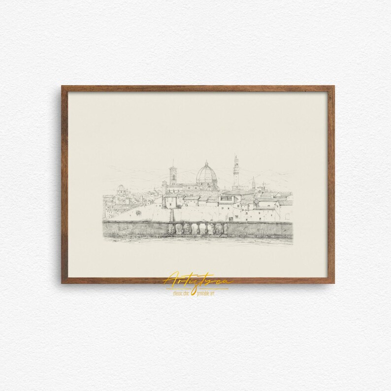 FLORENCE VINTAGE PENCIL DRAWING, FLORENCE ITALY TUSCANY LANDSCAPE DIGITAL SKETCH WALL ART GIFT, MUTE NEUTRAL FLORENCE SKYLINE PENCIL DRAWING PRINT, FLORENCE CITYSCAPE PRINTABLE WALL ART GIFT, FLORENCE ITALIAN APARTMENT HOME DECOR, GIFT FOR HER, ITALIAN ARCHITECTURE, FLORENCE LOVER GIFT, MOTHER DAY GIFT, FLORENCE PANORAMA POSTER DIGITAL INSTANT DOWNLOAD, FLORENCE SKYLINE RETRO AESTHETIC WALL ART HOME DECOR, FLORENCE ITALY HONEYMOON SOUVENIR PRINT, GRAND MILLENNIAL ITALIAN WALL ART PRINTABLE GIFT