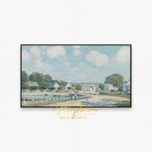 SAMSUNG FRAME TV Art | Country Village Cottages Antique Oil Painting | 4K 16:9 Home Decor | Instant Digital Download | 180_TVART