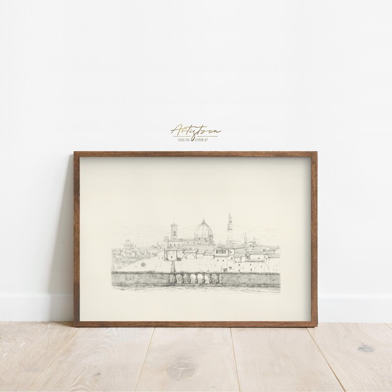 FLORENCE VINTAGE PENCIL DRAWING, FLORENCE ITALY TUSCANY LANDSCAPE DIGITAL SKETCH WALL ART GIFT, MUTE NEUTRAL FLORENCE SKYLINE PENCIL DRAWING PRINT, FLORENCE CITYSCAPE PRINTABLE WALL ART GIFT, FLORENCE ITALIAN APARTMENT HOME DECOR, GIFT FOR HER, ITALIAN ARCHITECTURE, FLORENCE LOVER GIFT, MOTHER DAY GIFT, FLORENCE PANORAMA POSTER DIGITAL INSTANT DOWNLOAD, FLORENCE SKYLINE RETRO AESTHETIC WALL ART HOME DECOR, FLORENCE ITALY HONEYMOON SOUVENIR PRINT, GRAND MILLENNIAL ITALIAN WALL ART PRINTABLE GIFT