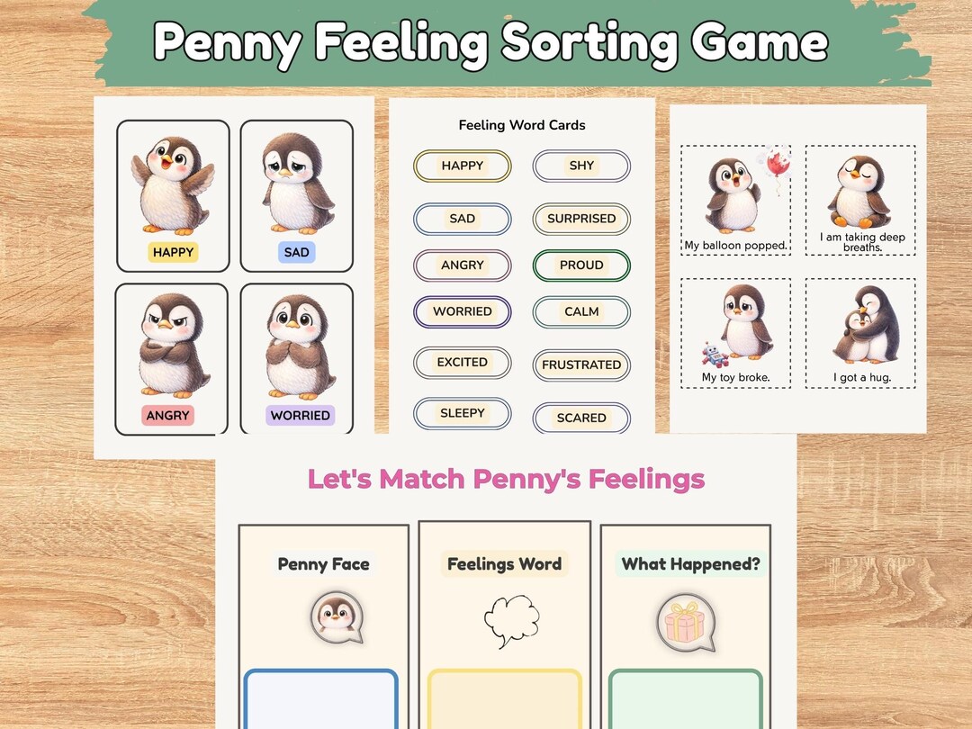Penguin Feelings Sorting Game, SEL Activity, Preschool Emotion Matching ...