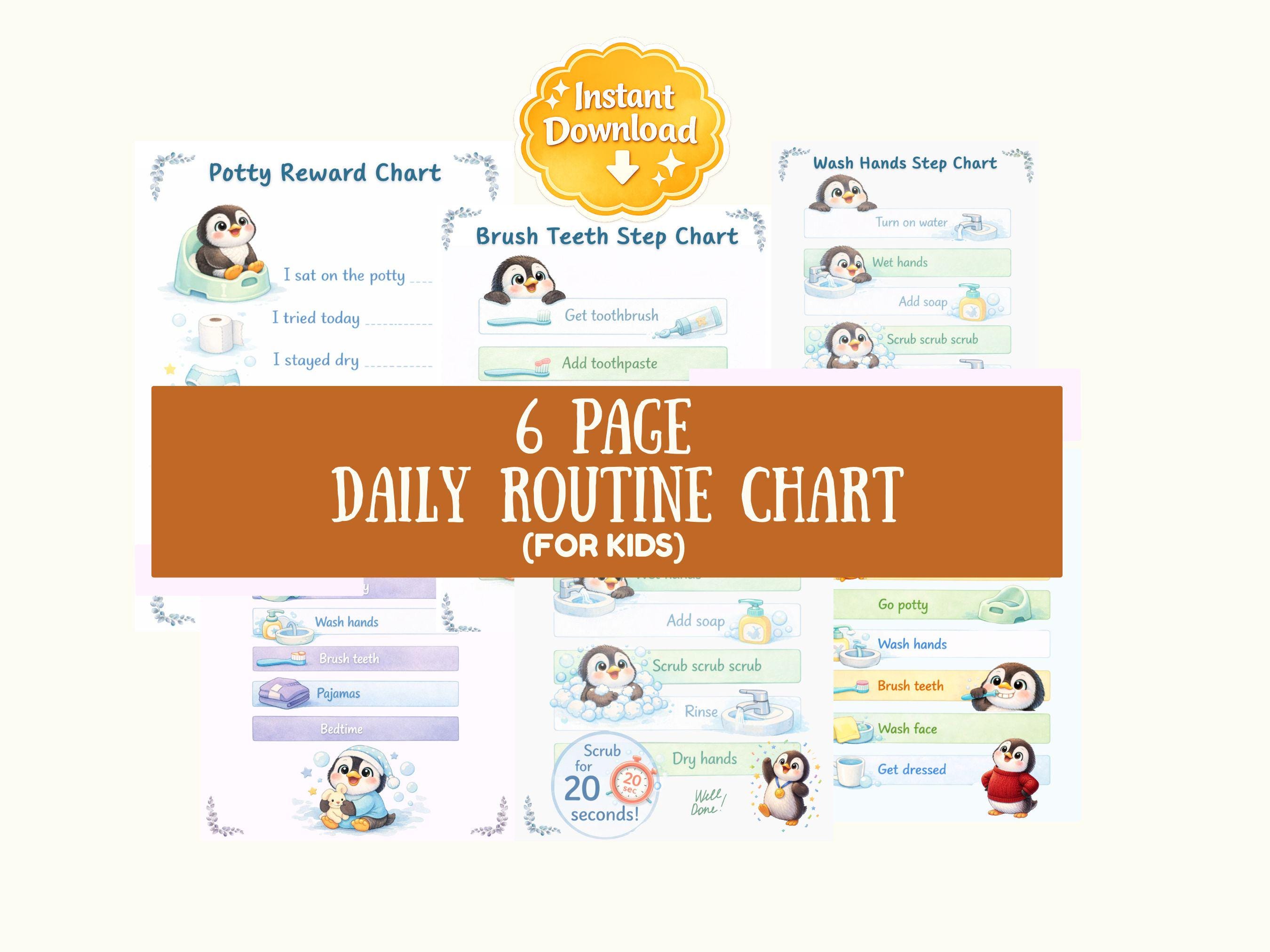 Toddler Routine Chart Printable | Morning & Bedtime Visual Schedule ...