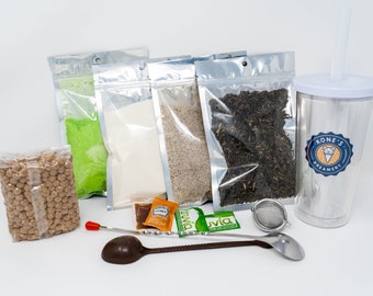 Kones Boba Tea Kit DIY with Boba Pearls, Jasmine, Loose Leaf Teas, Tapioca Pearls (Boba), Boba Straws DIY Bubble Tea Kit Boba Tea Kit