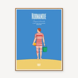 Affiche Color de la Normandie - Baigneur du dimanche