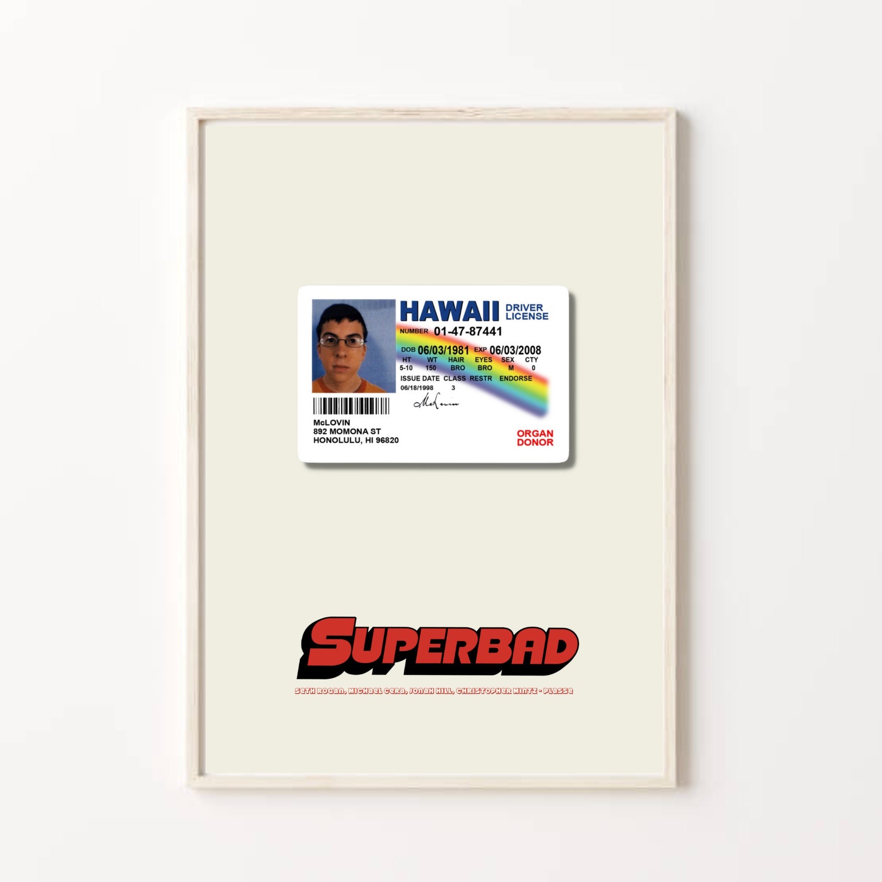 SUPERBAD MCLOVIN POSTER Superbad Movie Poster Comedy Movie