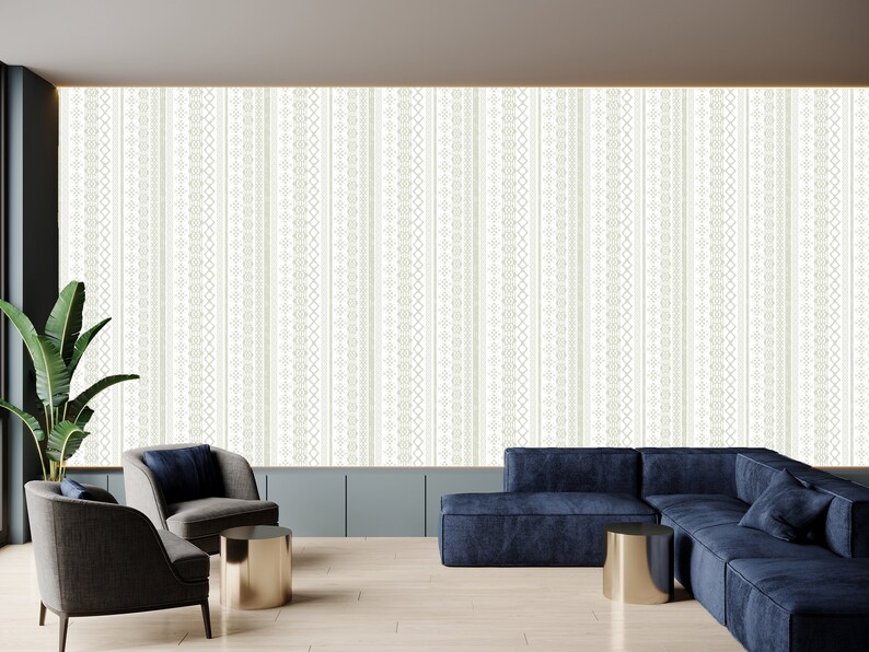 Sage Green Stripe Wallpaper Wallpaper From Traditional Peel Etsy