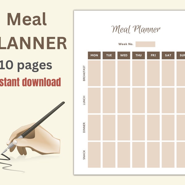 Digital Food Planner | Daily Meal Planner | Grocery List Google Sheets Template | Food Prep | Dinner Planner| Weekly Meal Planner