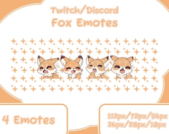 4 Fox Emotes for Twitch Streamers, Discord, YouTube - Cute - Kawaii - Emote Bundle - Emote Pack