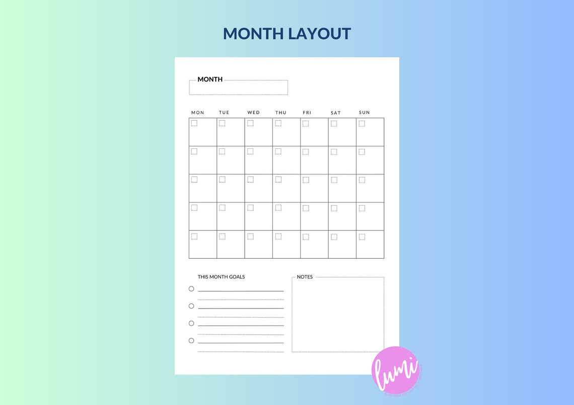 Minimalist Planner Set Undated and Printable, Day Layouts, Week Layouts, Month Layouts, to Do ...