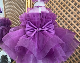 Abito in tulle viola per bambina, abito da principessa per bambina, abito gonfio viola per bambina, abito per festa di compleanno per bambina, abito in tulle per bambina