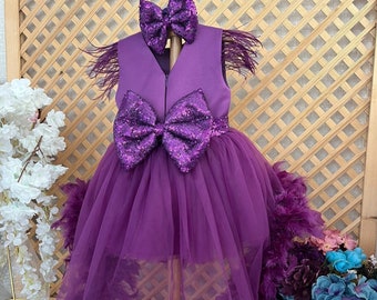 Abito in tulle viola per bambina, abito per servizio fotografico per bambini, abito da festa viola per bambina, abito gonfio per bambina, abito per il primo compleanno di bambina