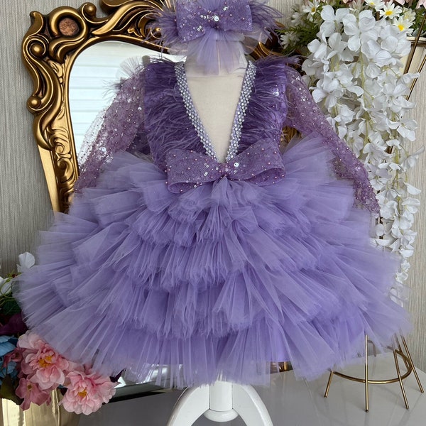 Baby fancy meisje paarse Tule jurk, paarse baby vakantie jurk, baby meisje gezwollen jurk, peuter verjaardag feestjurk, fotoshoot jurk