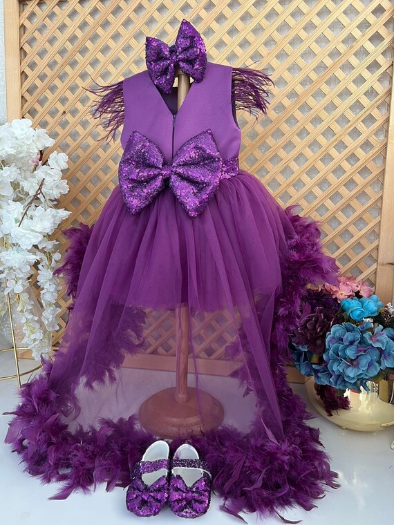 Purple Tulle Baby Girl Dress, Toddler Photoshoot Dress, Baby Purple Party  Dress, Toddler Girl Puffy Dress, 1st Birthday Girls Dress