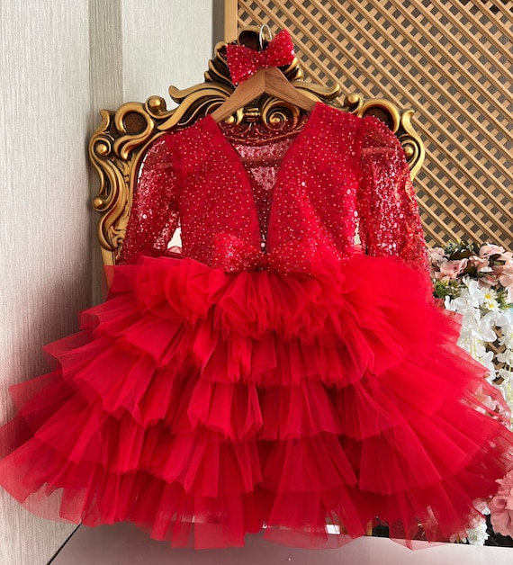knee length dresses for ladies Baby Girl Floral Graphic Long Sleeve A-Line Design Loose Christmas Dre –  MyKids-USA® main image 1