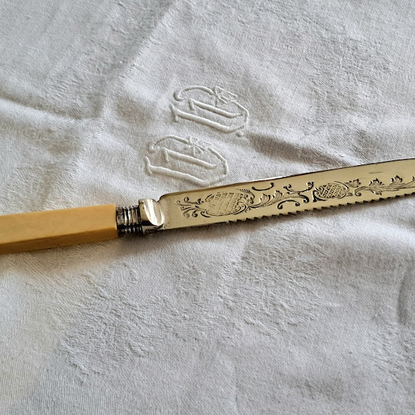 Very beautiful, vintage, English, Sheffield, silver cake knife, hallmarked and marked EPNS. Circa early 1900's