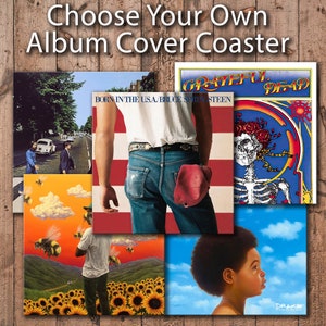 Choose Your Own Album Cover Wooden Coasters - 4 x 4 High Gloss . Eco friendly, durable, lightweight  and unbreakable!