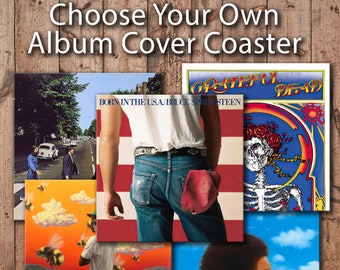 Choose Your Own Album Cover Wooden Coasters - 4 x 4 High Gloss . Eco friendly, durable, lightweight  and unbreakable!