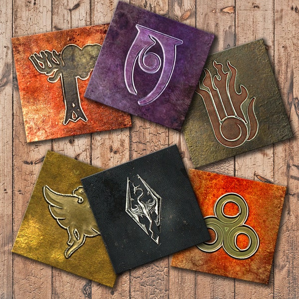 Skyrim Coasters- Elder Scrolls Skyrim Spell Tome Book Coaster Set, Wooden high gloss or matte Coasters! 4x4 in, lightweight and UNBREAKABLE!